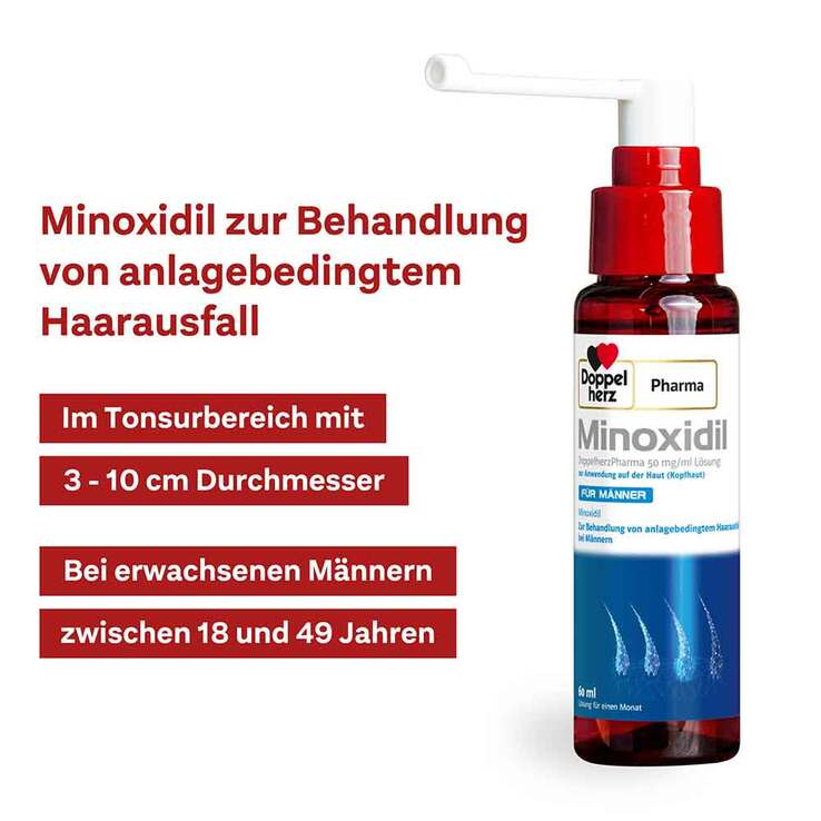 MINOXIDIL DoppelherzPharma 50 mg/ml Lösung für Männer, 3X60 ml