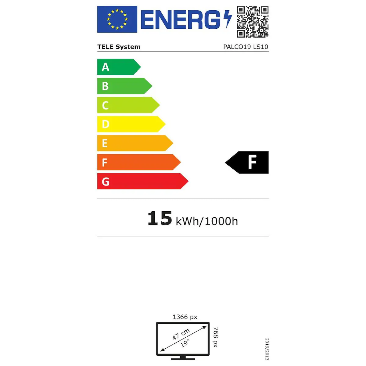 PALCO 19 tommers HD TV 12V DC 100-240V for båt campingvogn bobil DVB-T2 DVB-S2 VESA 75x75 PALCO19LS10