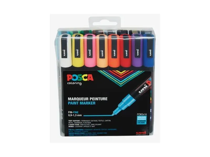 Paintmarker POSCA PC-3M - med 16 stk. ass. farver