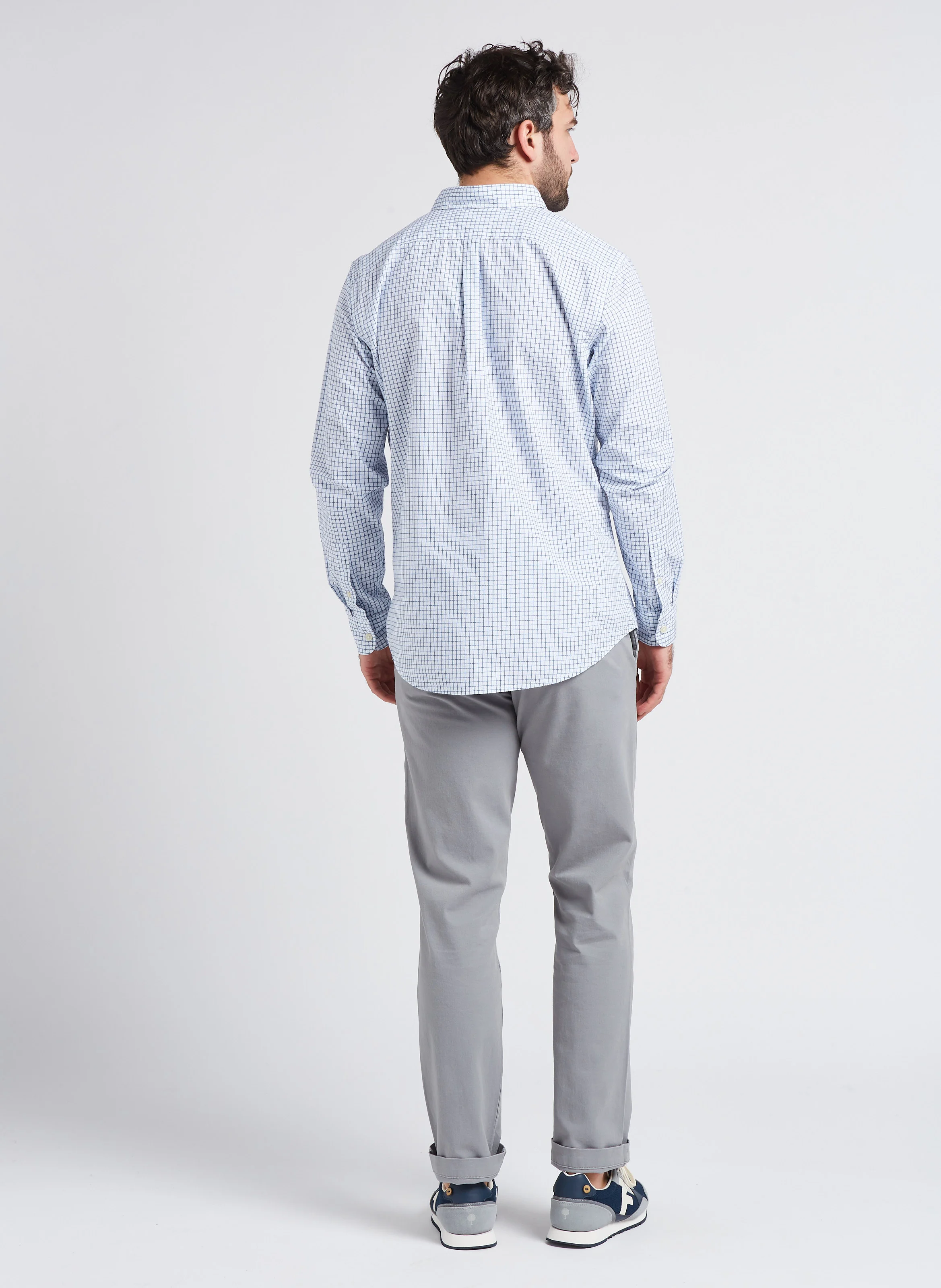 Pantalon slim en coton mélangé | Gris
