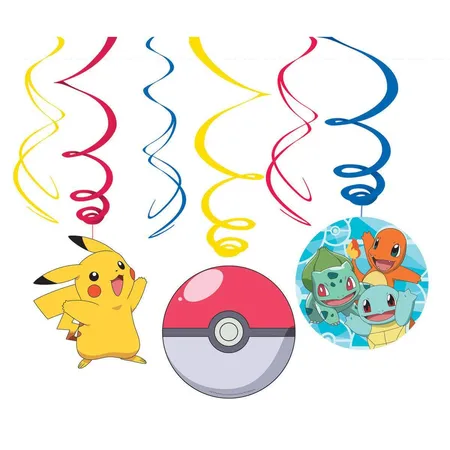 amscan Deko-Spiralen Pokemon 6 Stück