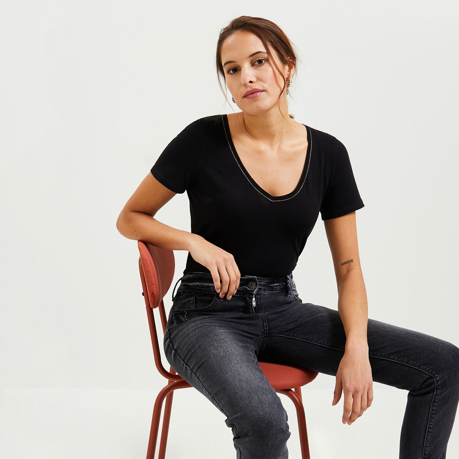 Tshirt col V femme