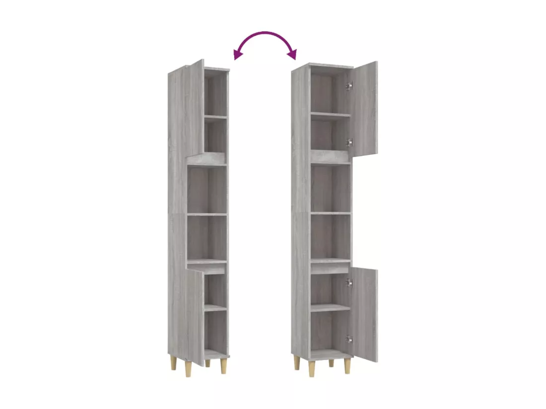 Armoire de bain sonoma gris 30x30x190 cm bois d'ingénierie
