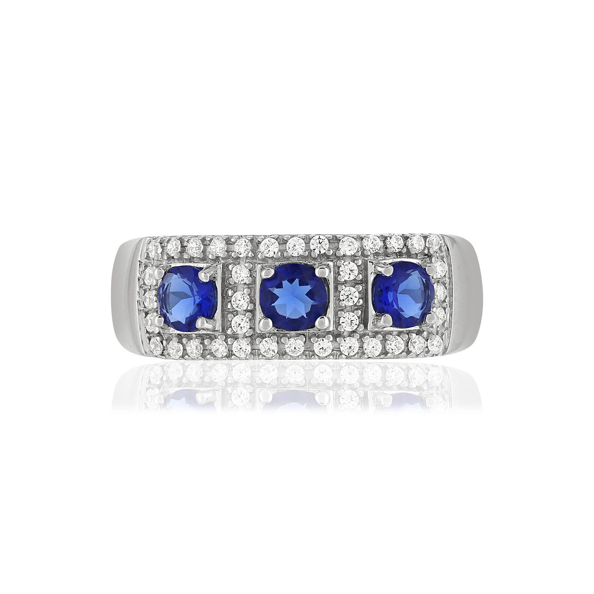 Bague argent 925 pierres imitation bleues et zirconias