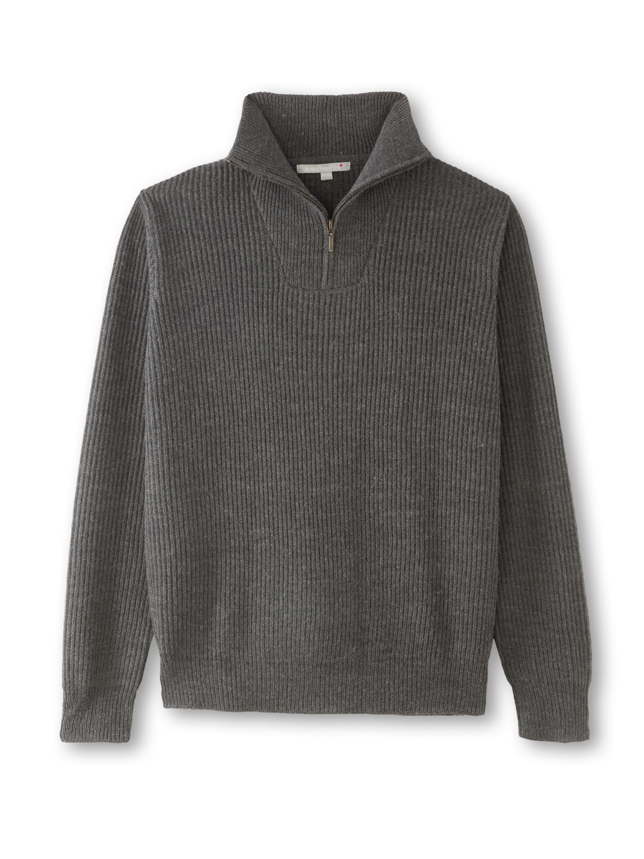 Pull côtes anglaises col montant zippé