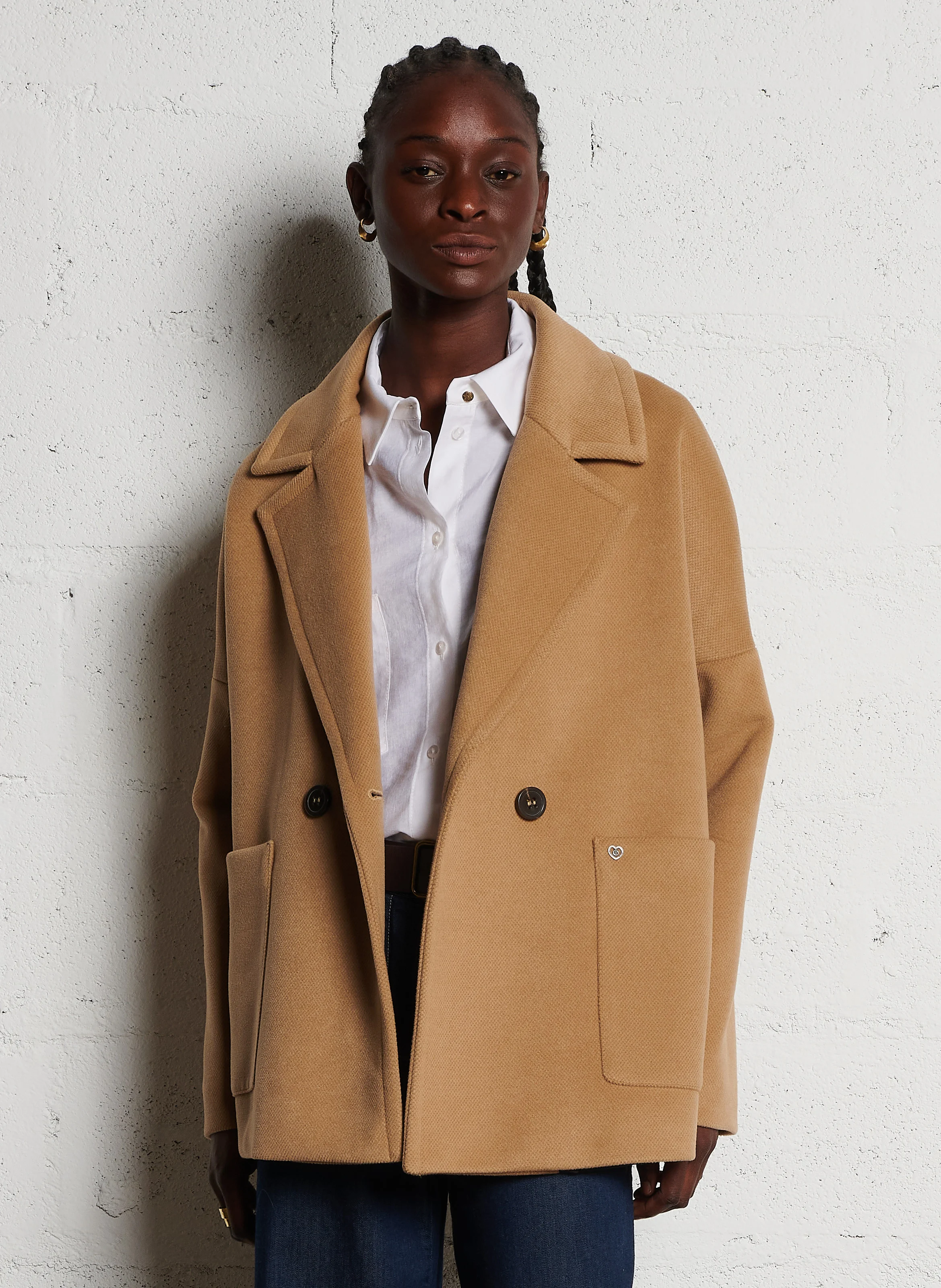 Caban ample col tailleur | Marron