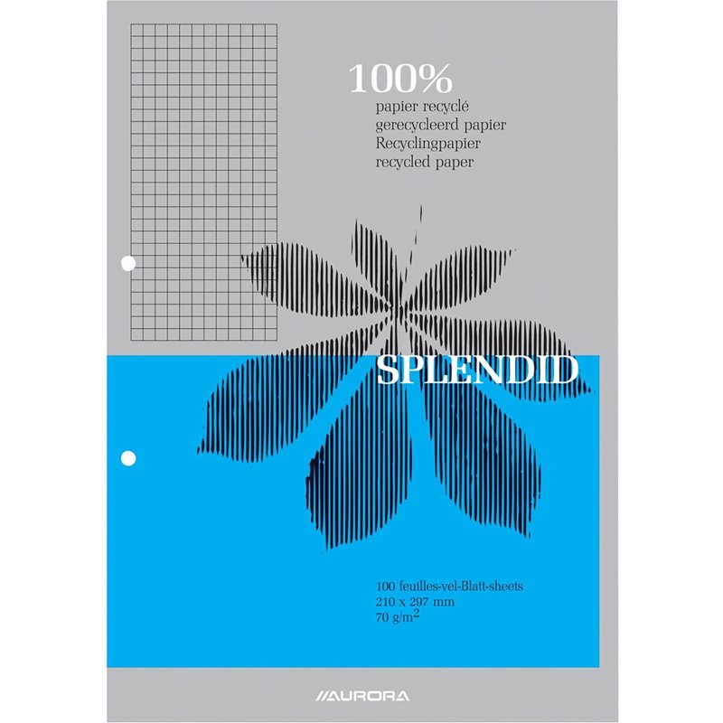 Blocs de cours Splendid recyclé A4 210 x 297 mm - quadrillé 5 x 5 - 100 feuilles