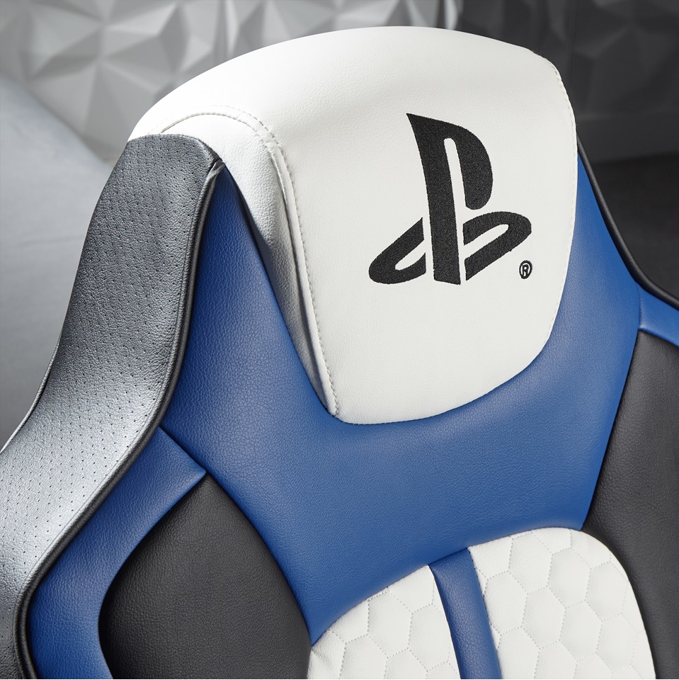 Xrocker Playstation Legend 2.1 Wireless Pedestal Chair - White, Blue And Black
