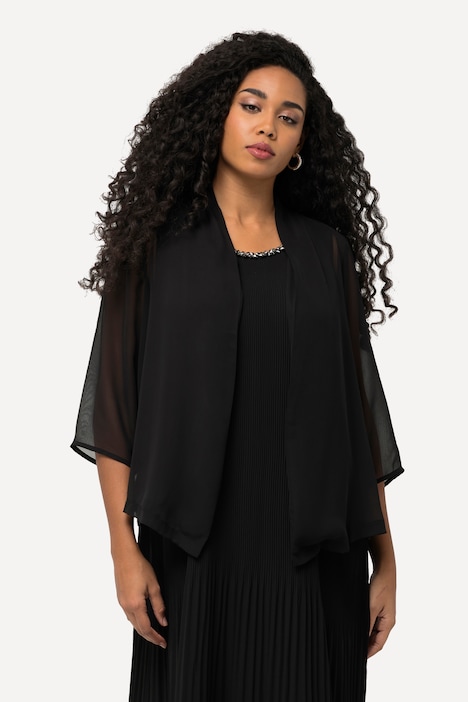 Chiffonjacke, Oversized, Schalkragen, 3/4-Arm