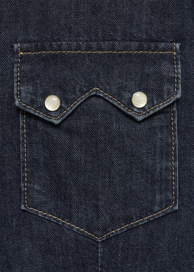MANGO Chest-pocket denim shirt Open blue