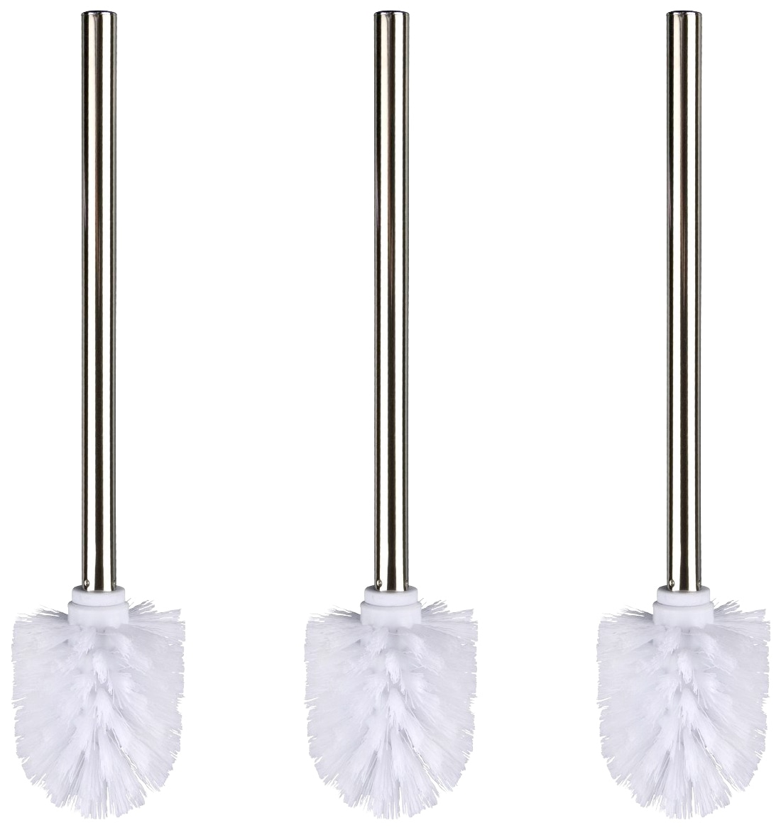 WENKO WC-Reinigungsbürste Set 3 Stk. aus Edelstahl | Kunststoff weiss, Durchmesser 8 cm