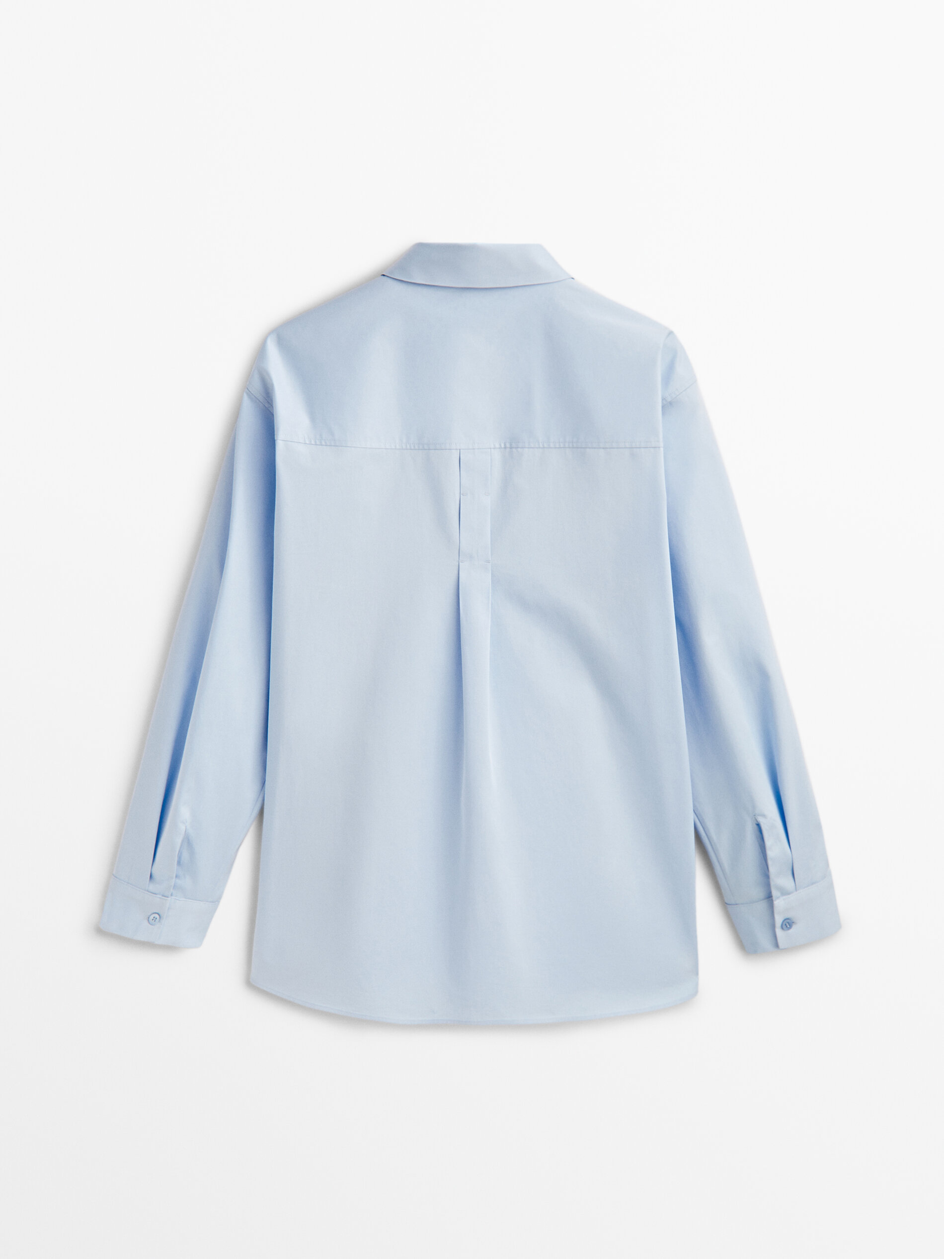 Camisa de algodão popeline sarjado - CELESTE
