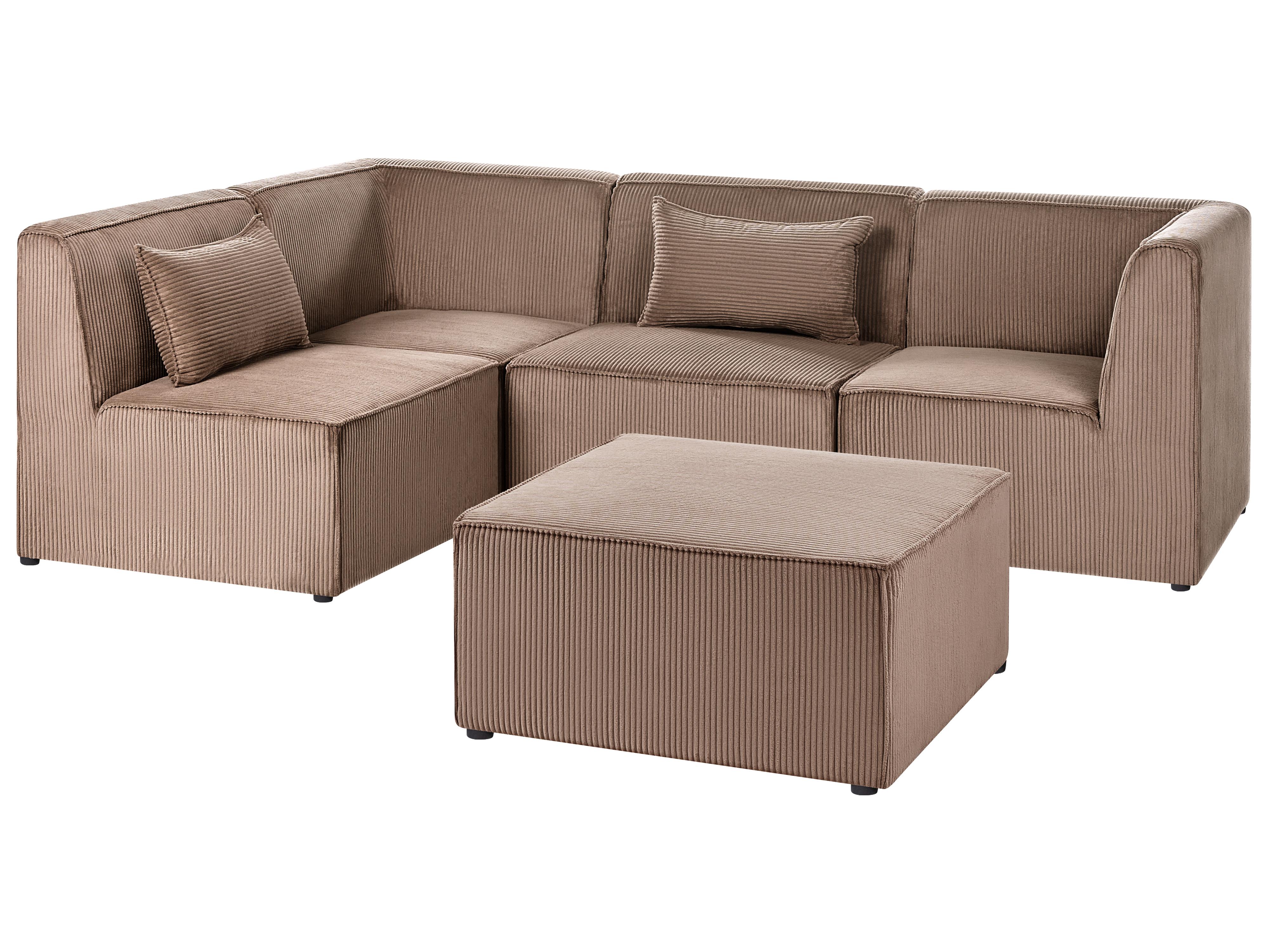 Modulaire hoekbank 4-zits LEMVIG Corduroy Zandbeige rechtszijdig