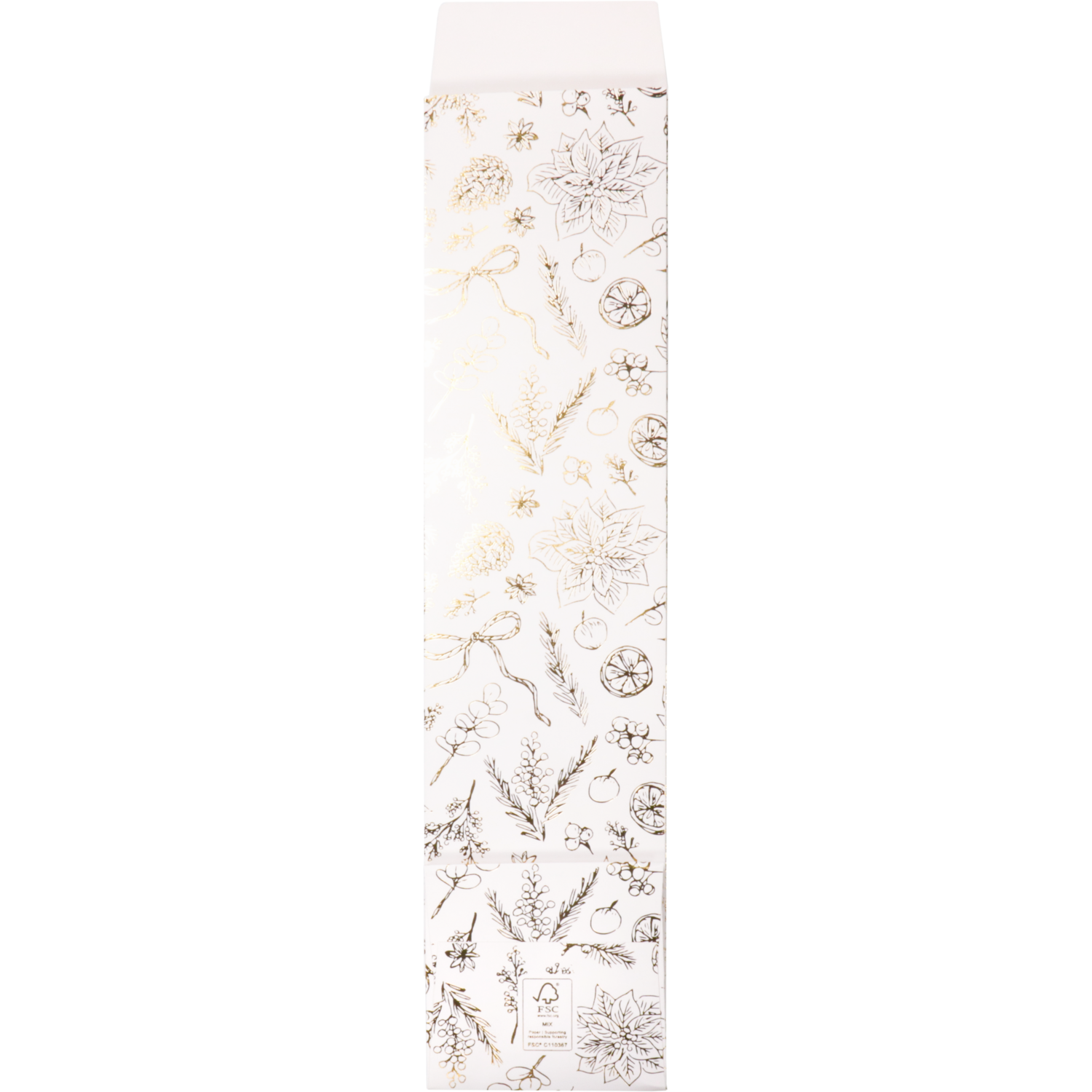 Fleszak, 9.5x41x9.5cm, Botanical, papier + PE, wit/goud