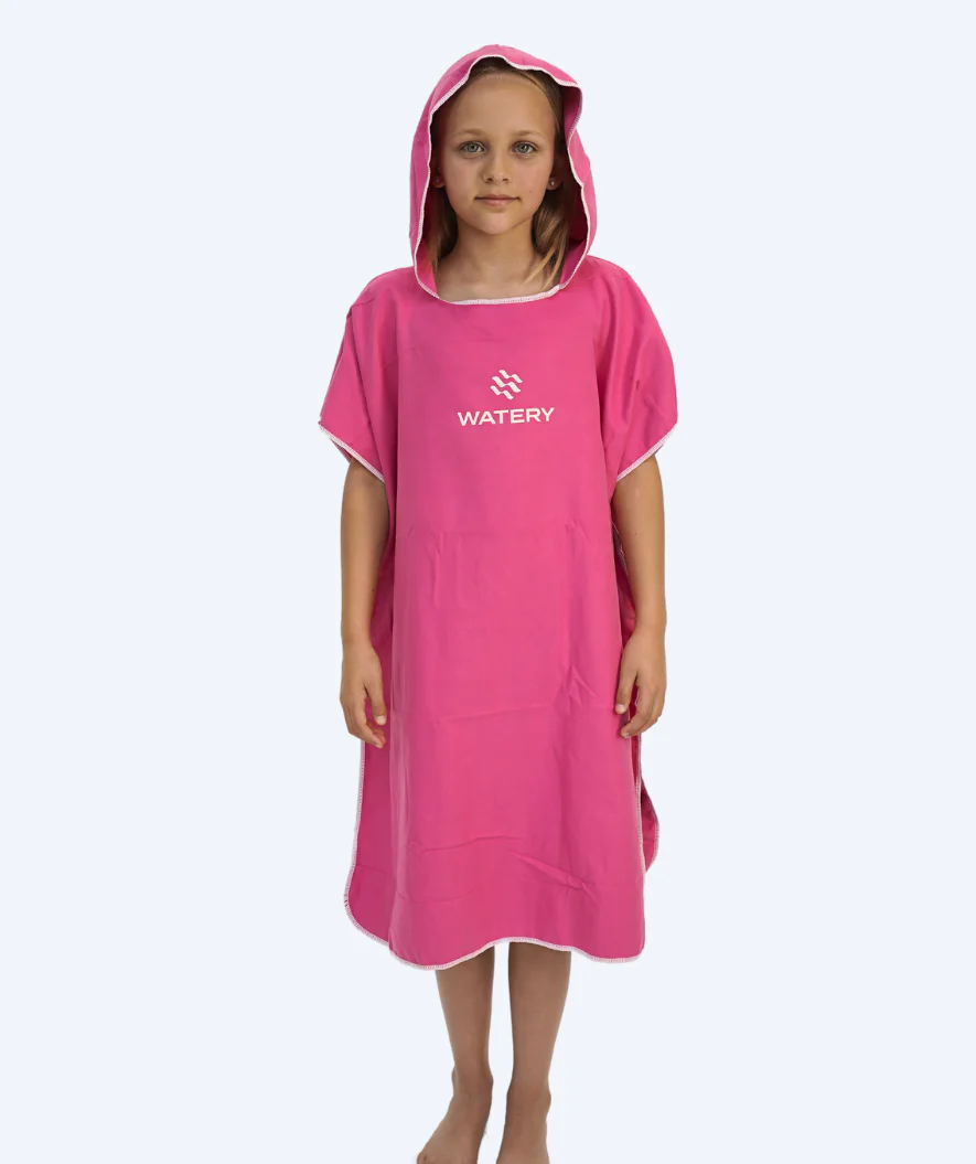Watery badeponcho til junior - Microfiber - Pink
