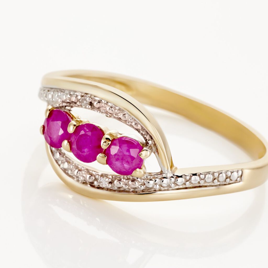 Bague Or Jaune Aurora Rubis Diamants