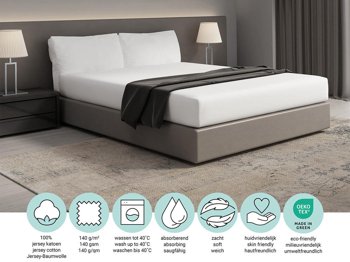 DoubleDry Jersey 180 x 200 cm hoeslaken - White