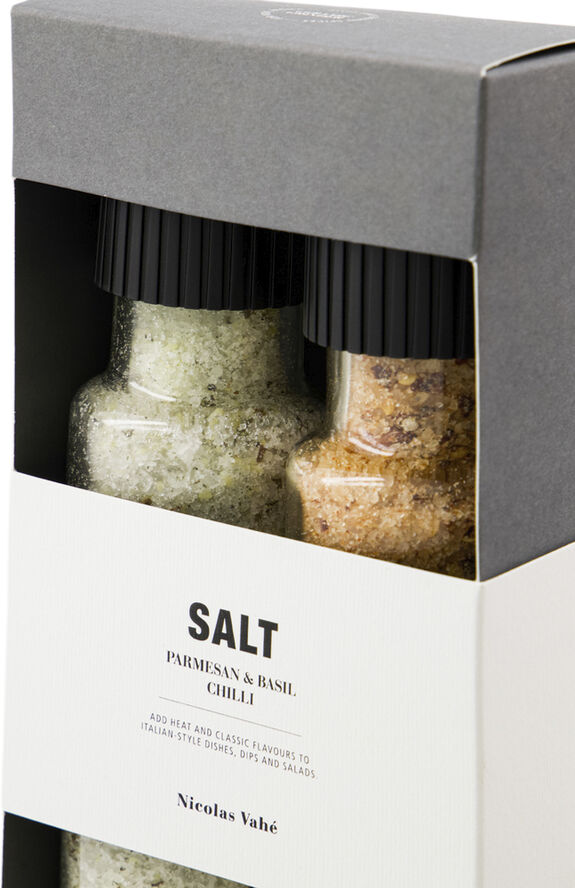 Nicolas Vahé Gaveæske, Nicolas Vahé Parmesan & Basil salt & Chilli salt