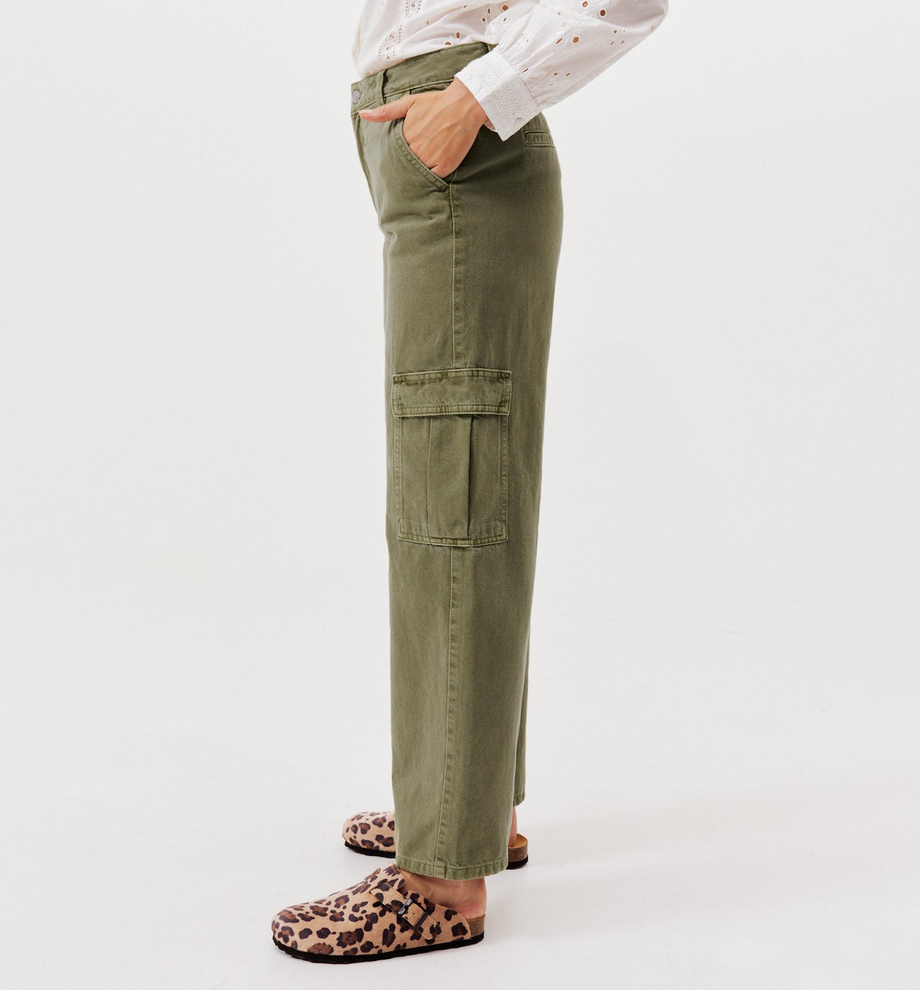 Pantalon cargo en toile Femme - Kaki