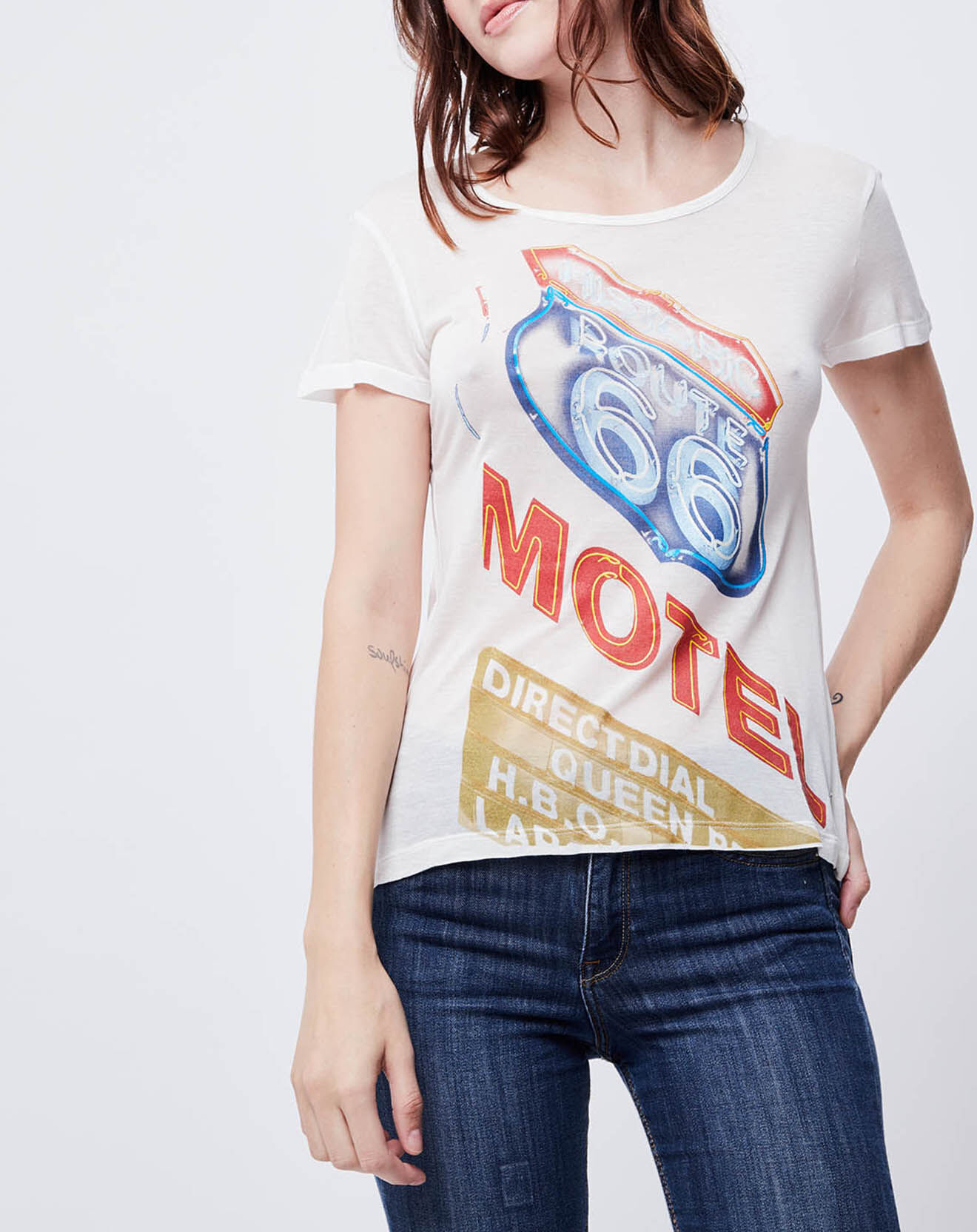 John Galliano T-Shirt  fin imprimé blanc cassé/multicolore
