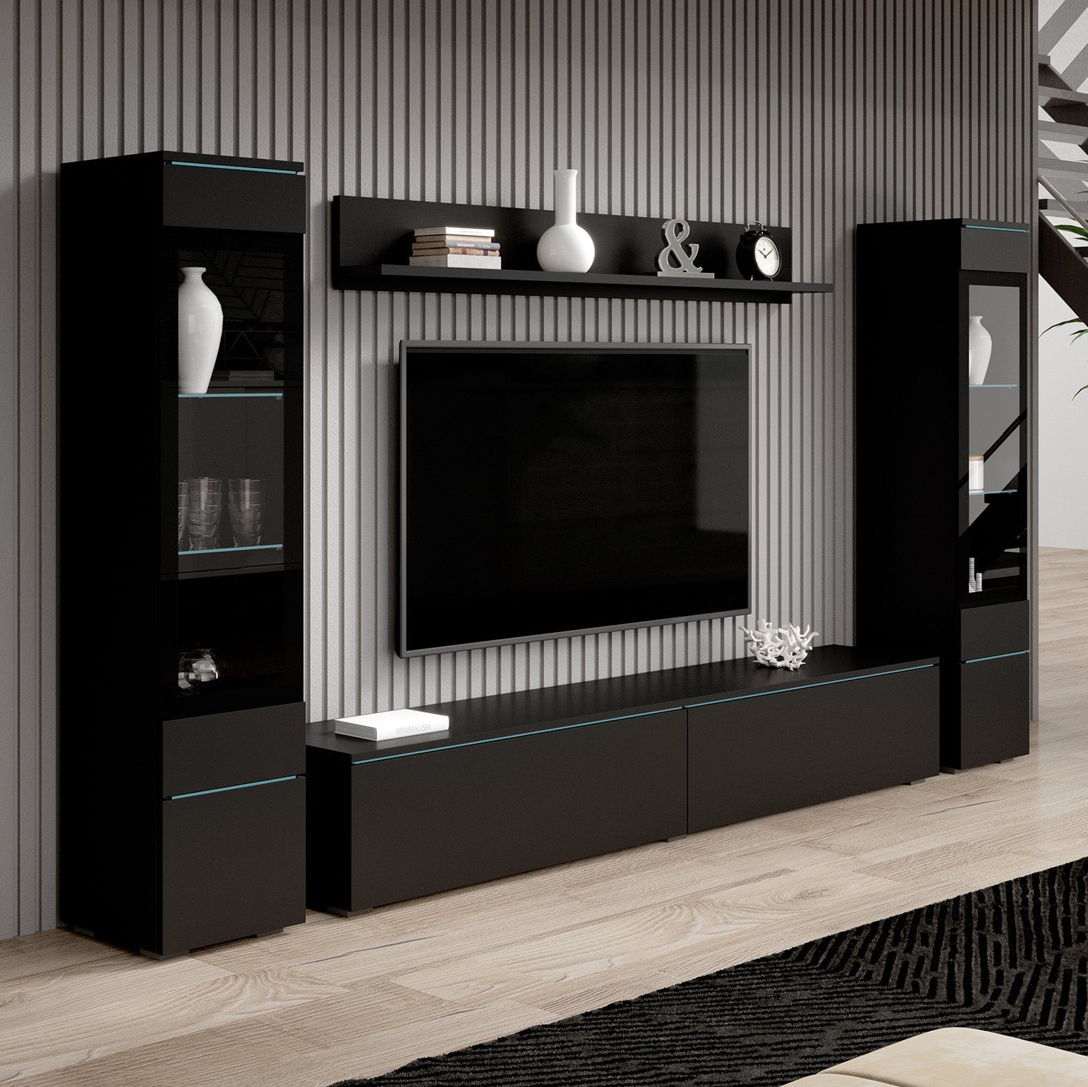 Variety - Wandmeubel - Zwart - 180x33x132 cm