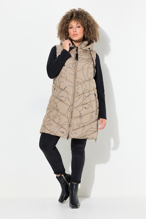 HYPRAR Long-Steppweste, Seiten-Zipper, Stehkragen, ärmellos