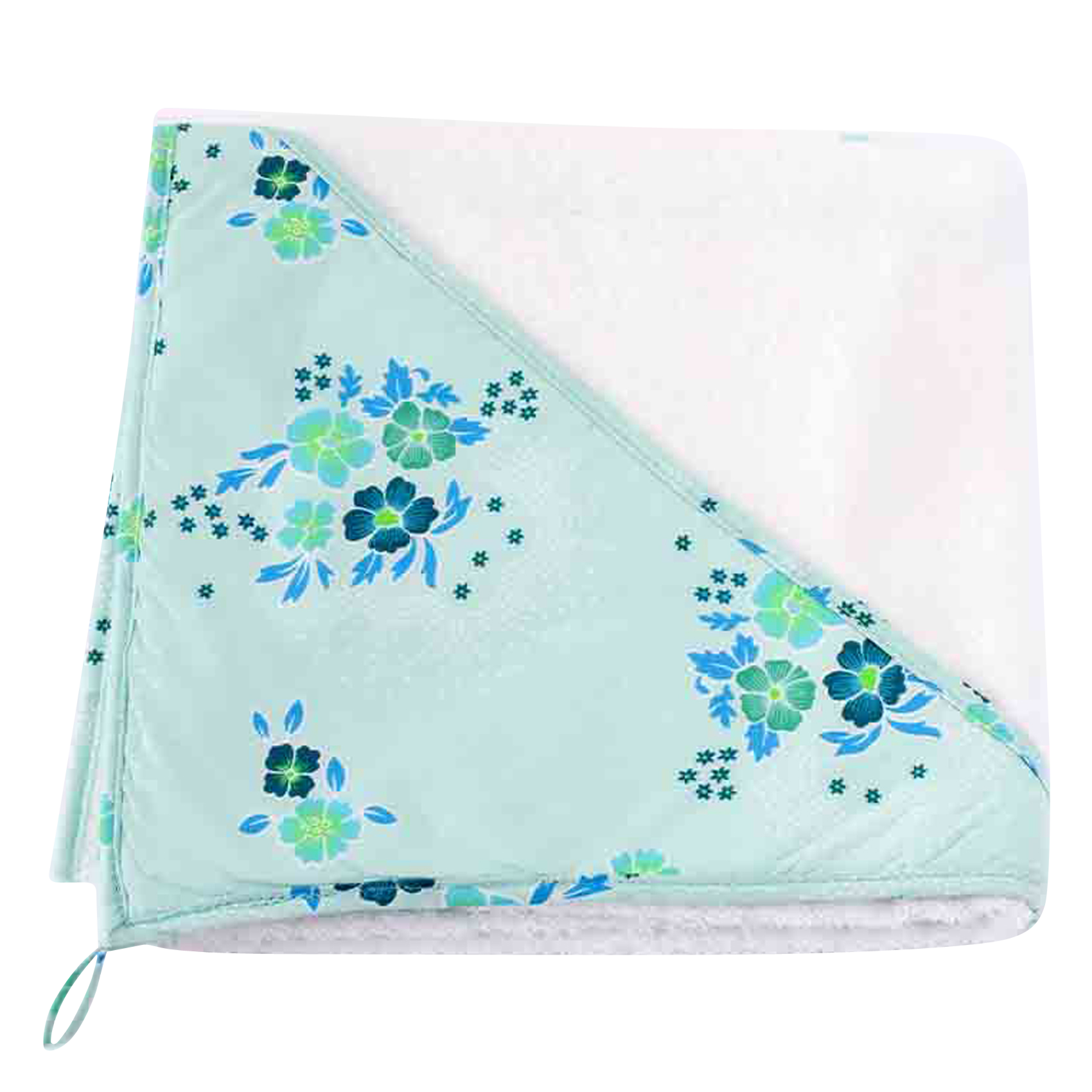 Cape de bain imprimé fleuri en coton| Bleu
