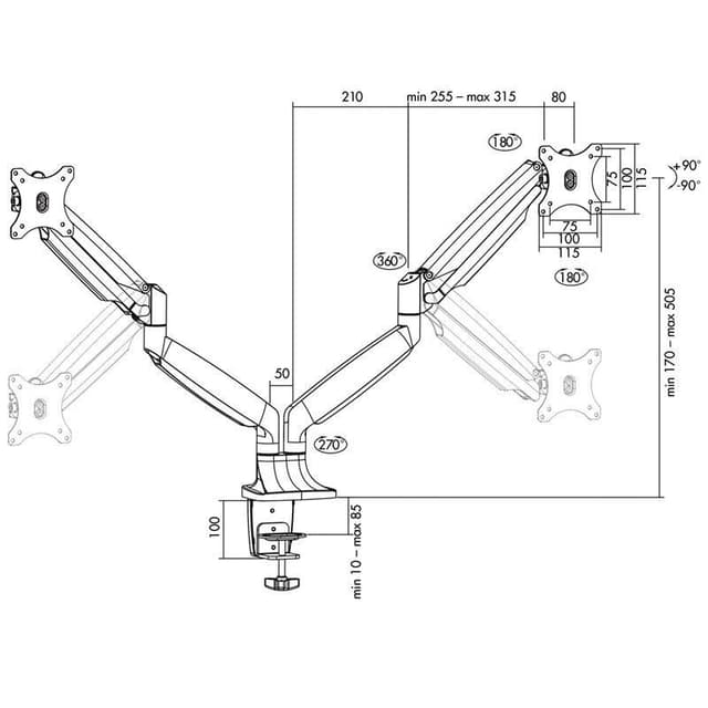 LogiLink Monitorarm dubbel 13-32