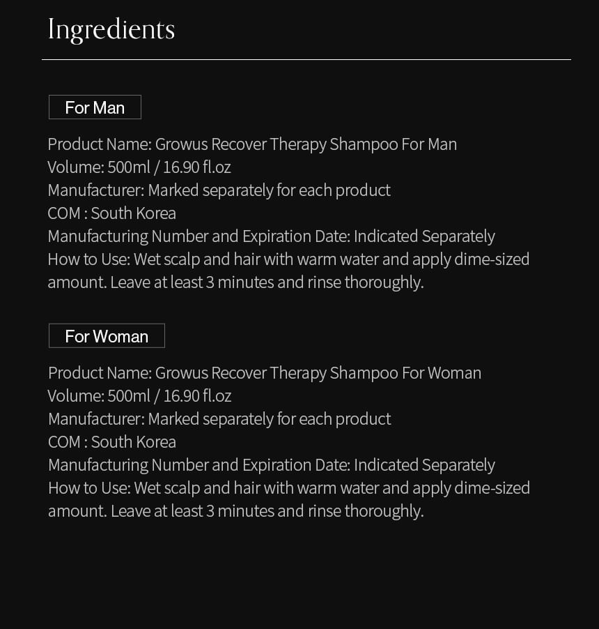 GROWUS - Recover Therapy Shampoo - 2 soorten