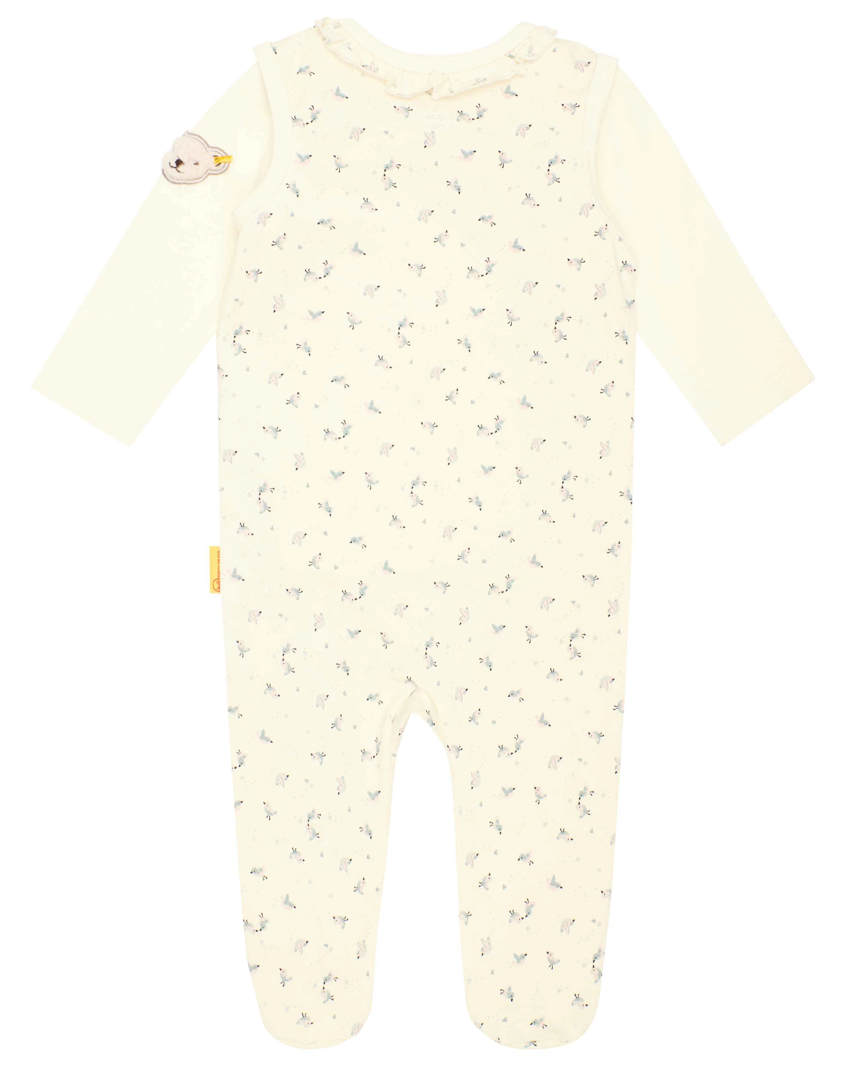 Strampler-Set BIRD'S TWITTERING FLOWER mit Langarmshirt in antique white