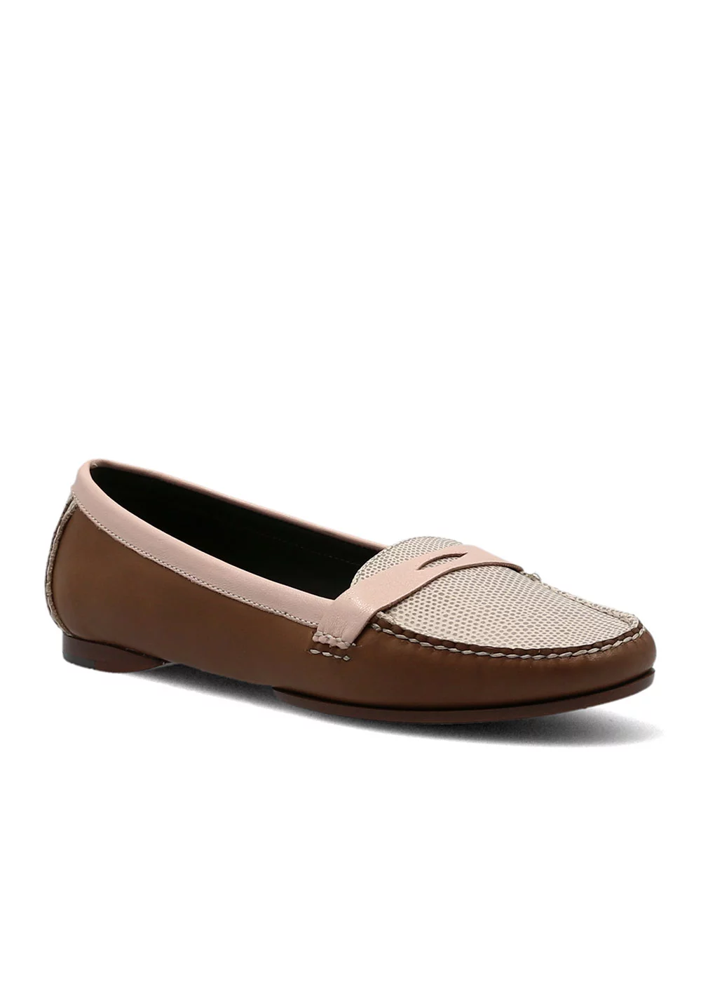 MOCASSIN ROUND MOC TRICOLORE CHESNUT ROSE