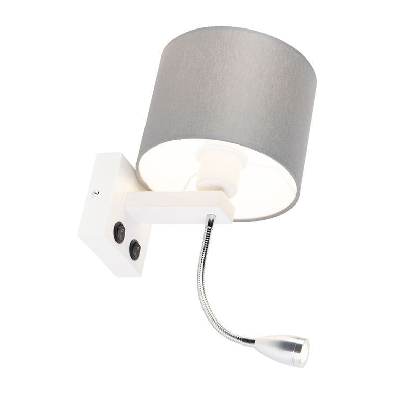 Moderne wandlamp wit met grijze kap - Brescia