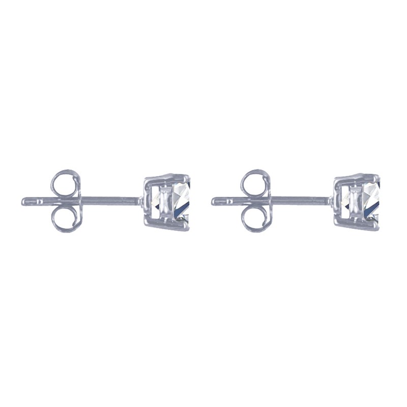 Boucles d'Oreilles Argent Solitaire Strass Cristal 6mm