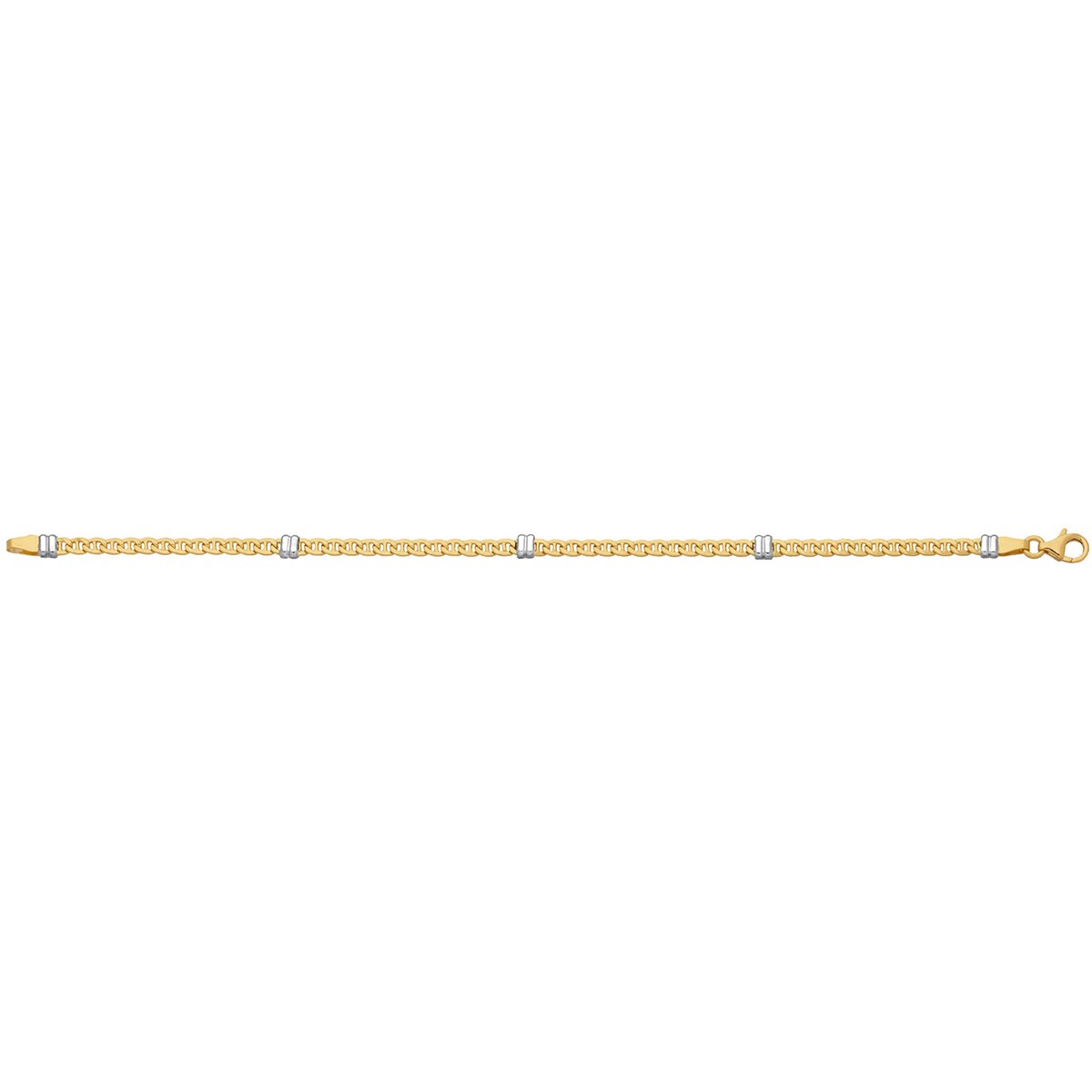 Bracelet maille marine or jaune motifs or blanc