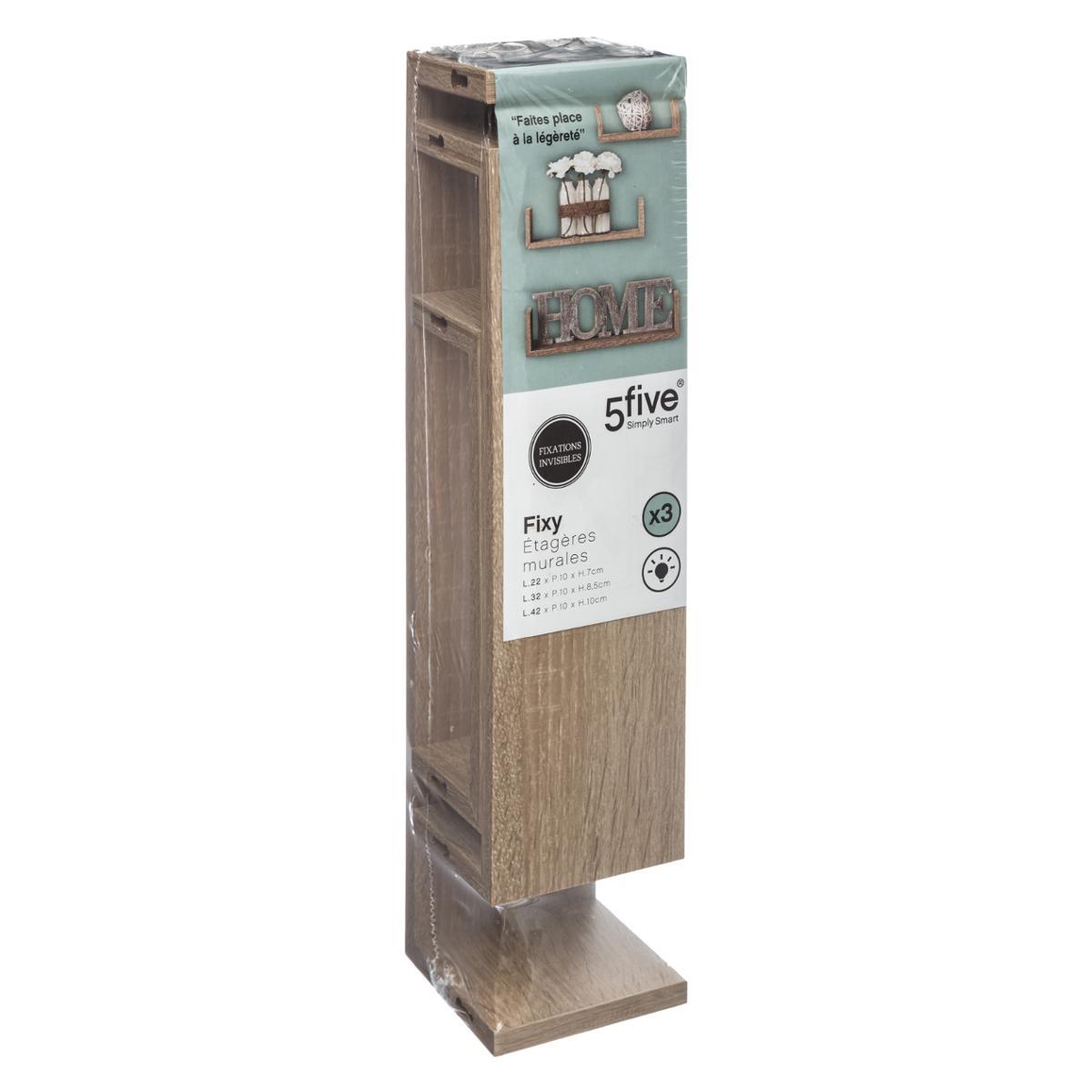 ETAGERE MURALE BORD CHENE NATUREL X3 PIECES