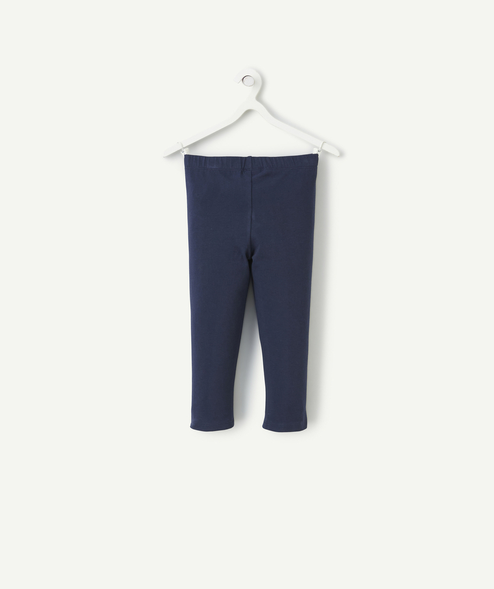legging fille en coton bio bleu marine