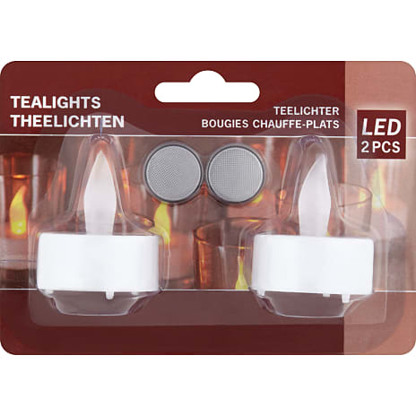 LED fyrfadslys med batteri 2-pak - hvid
