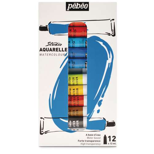pébéo Studio feine Aquarellfarbe-Sets, 12-ml-Tuben