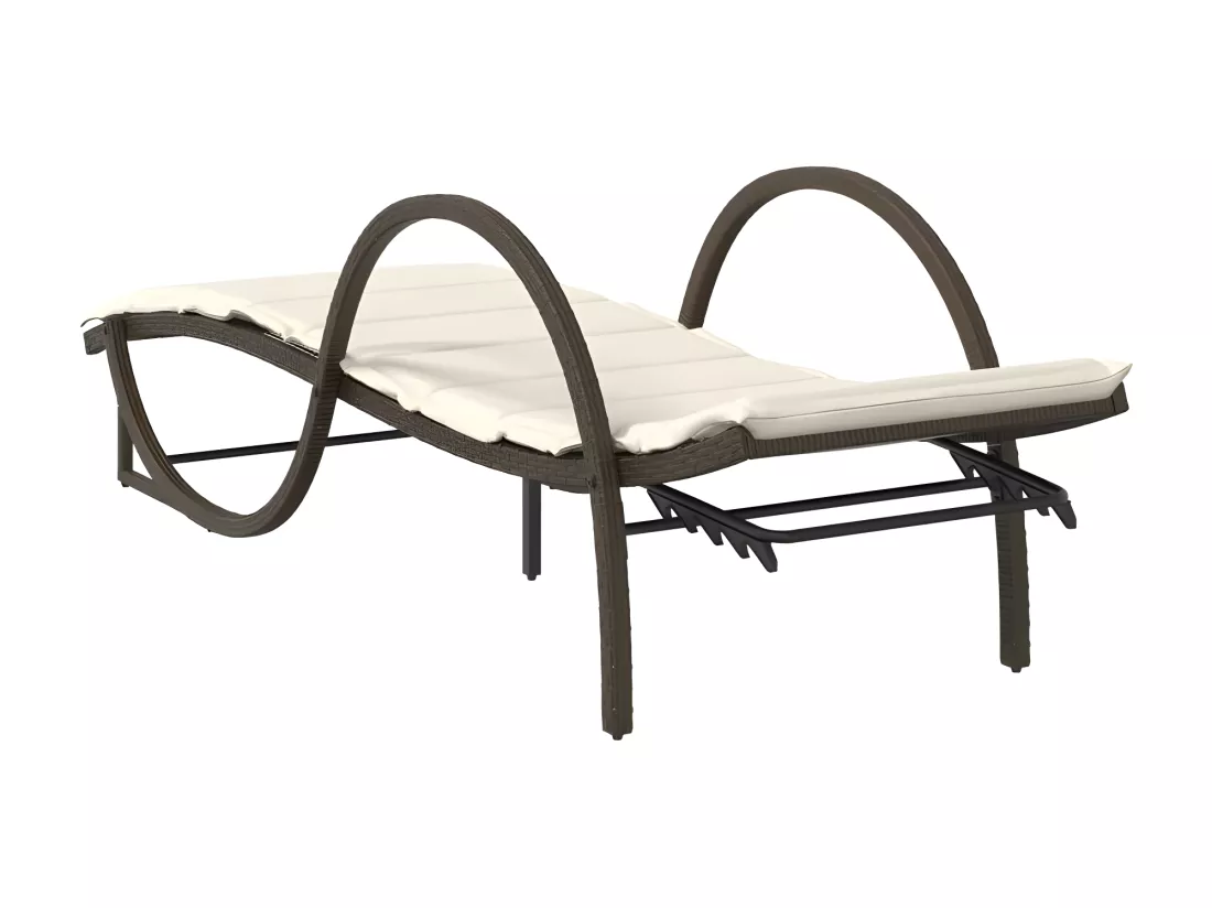 Chaises longues lot de 2 avec table marron résine tressée