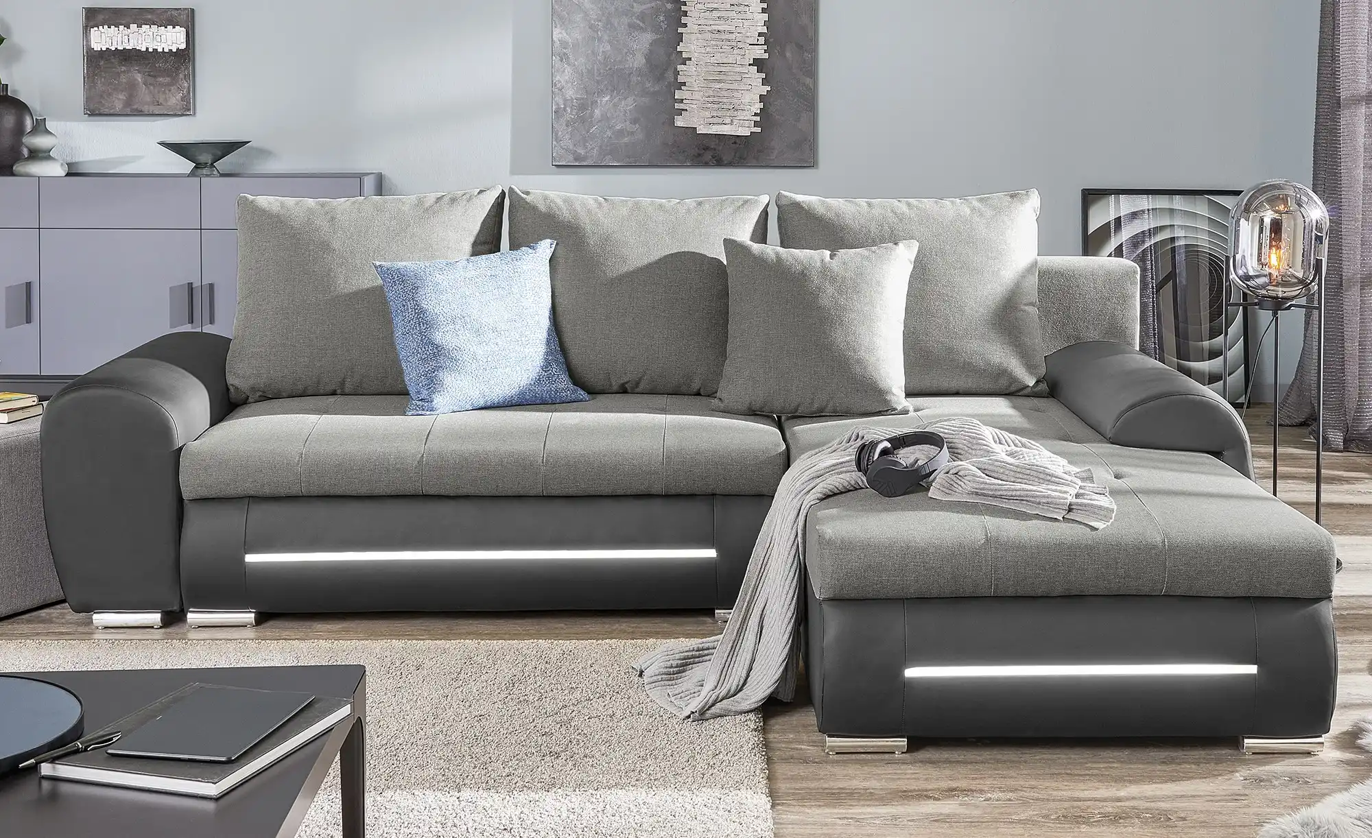 Ecksofa  mit Beleuchtung und Schlaffunktion Emma