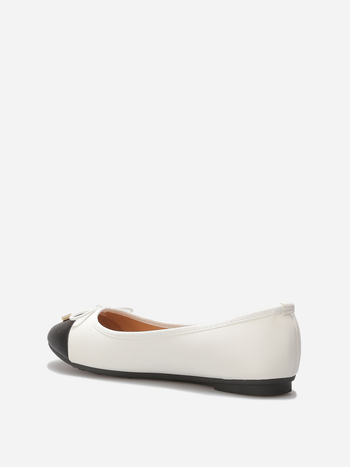 Ballerines bicolore avec nœud- Blanc
