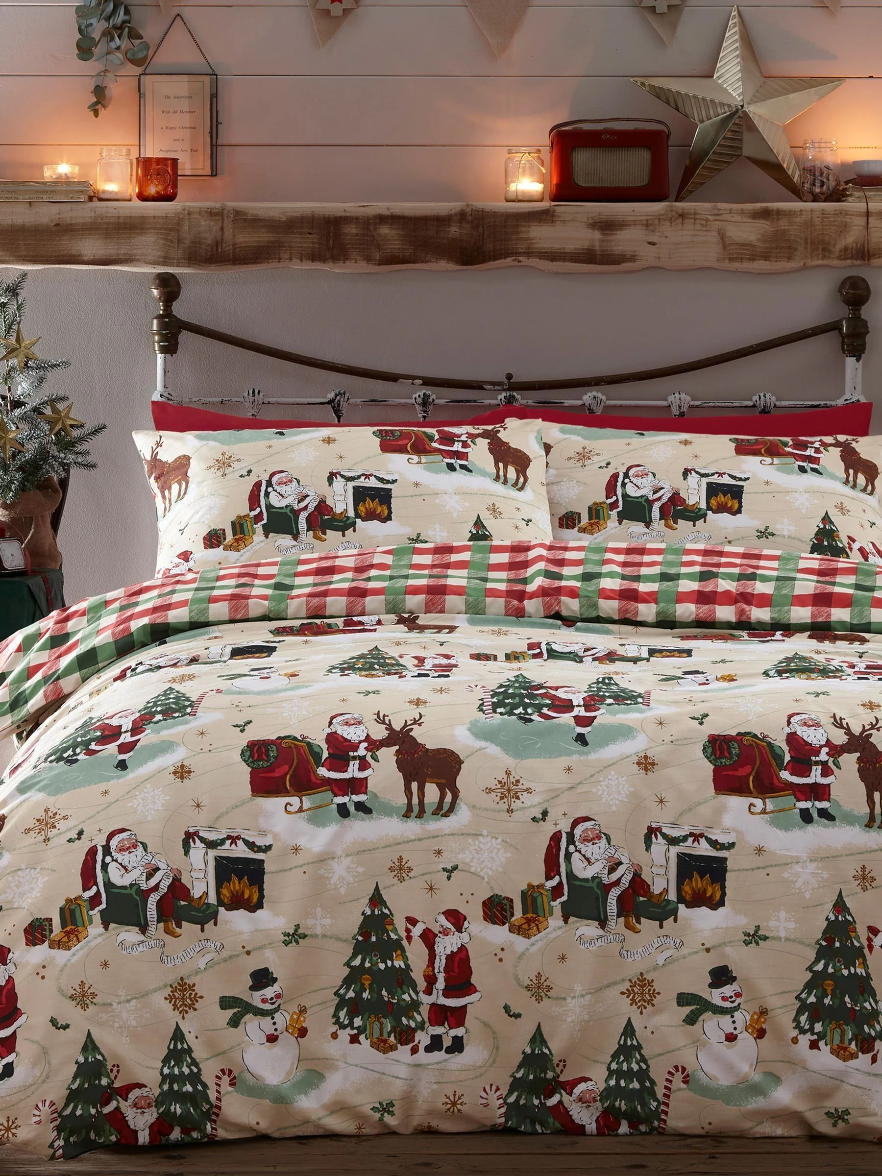 Furn Christmas Jolly Santa Reversible Duvet Cover and Pillowcase Set