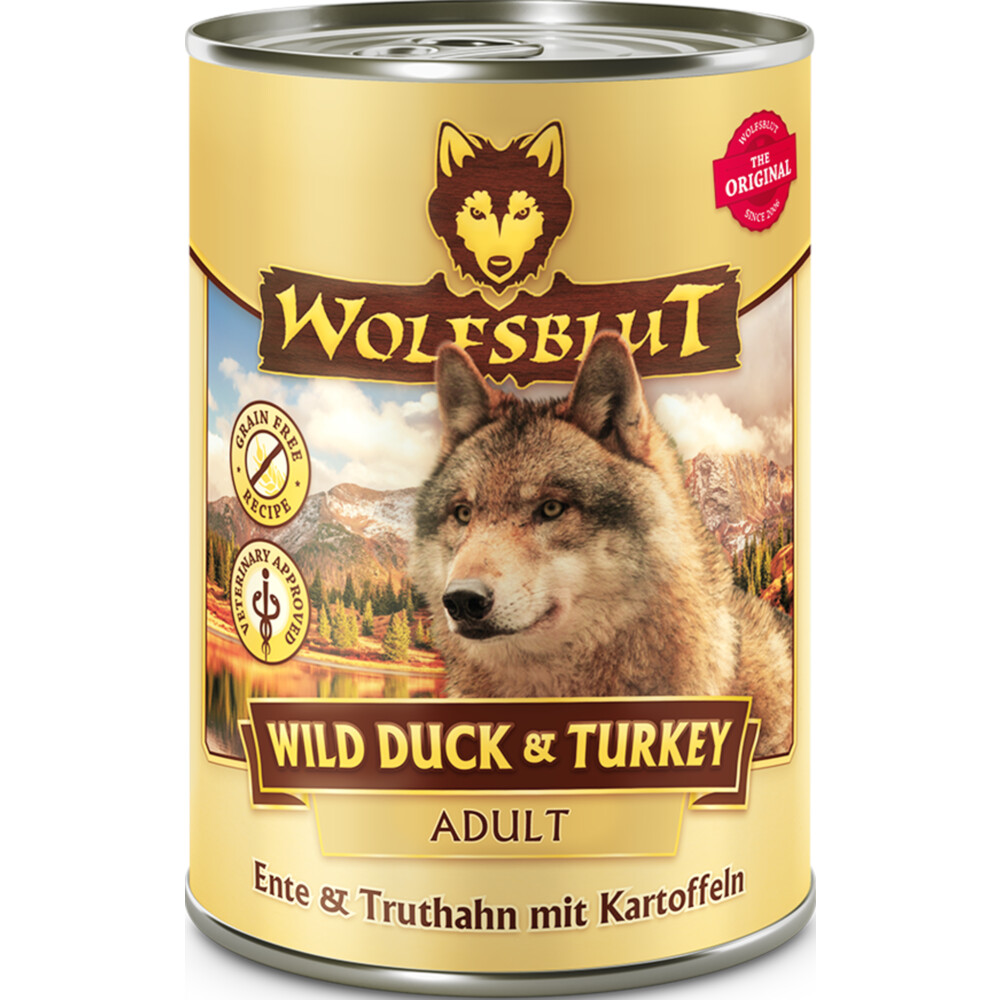6x Wolfsblut Adult Wild Eend & Kalkoen Hondenvoer395 gr