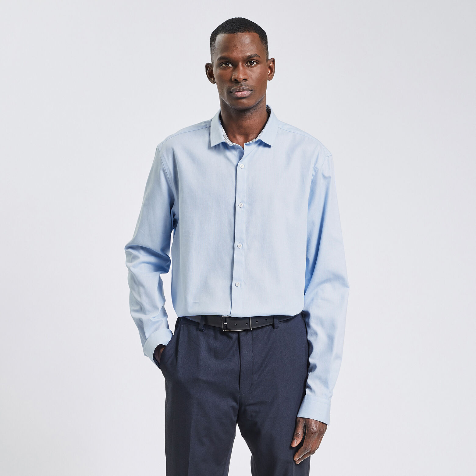 Chemise regular unie coton biologique Bleu clair