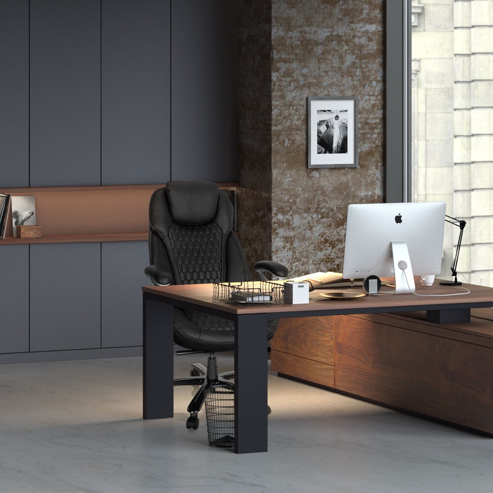 XXL Drehstuhl XXL PULLMANN I Leder mit Armlehnen (höhenverstellbar) hjh OFFICE