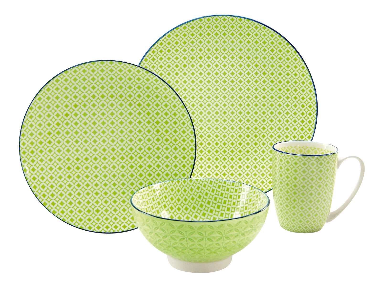 CreaTable Suppenteller MEDITERRAN 4er Set 21 cm grün