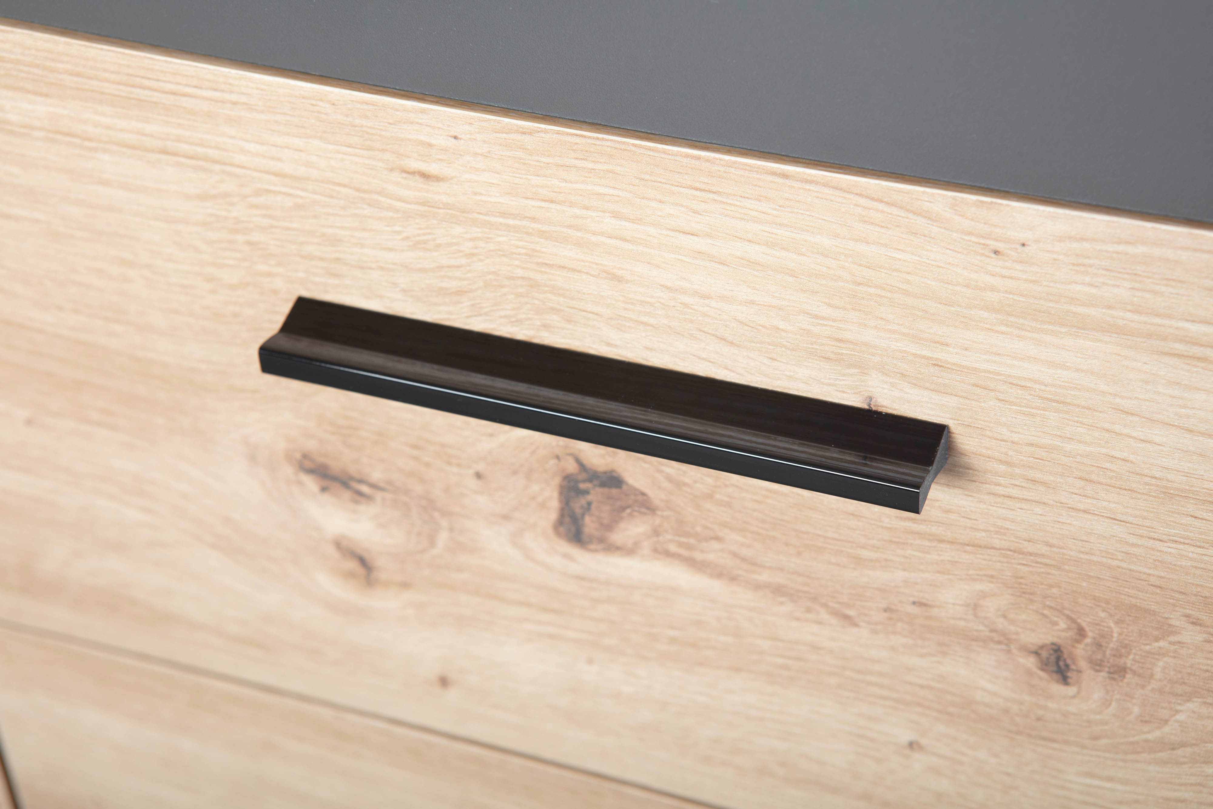 Inter Link Kommode Sideboard Corbeto - Anthrazit und Eiche Artisan Nachbildung - 4 Schubladen/1 Türen