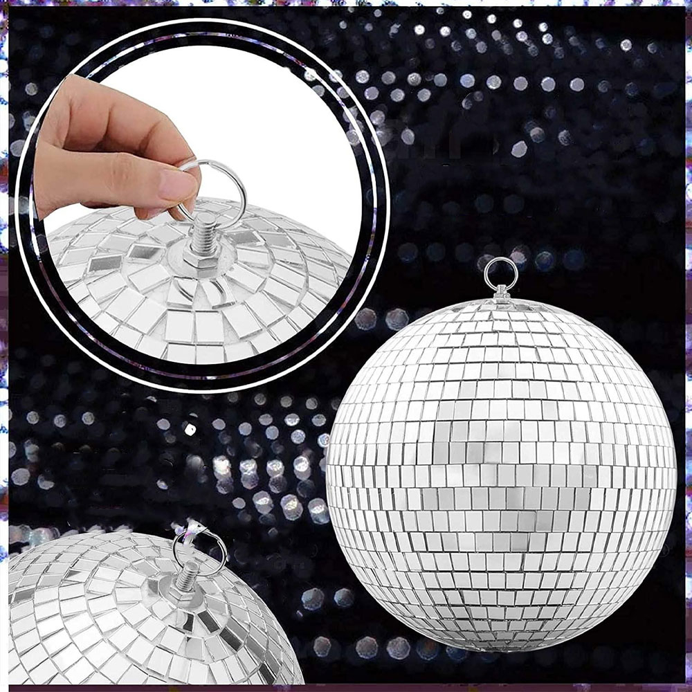 (Ø20cm) Lichtreflektierende Discokugel Party Deko Spiegelkugel zum Aufhängen - Silber