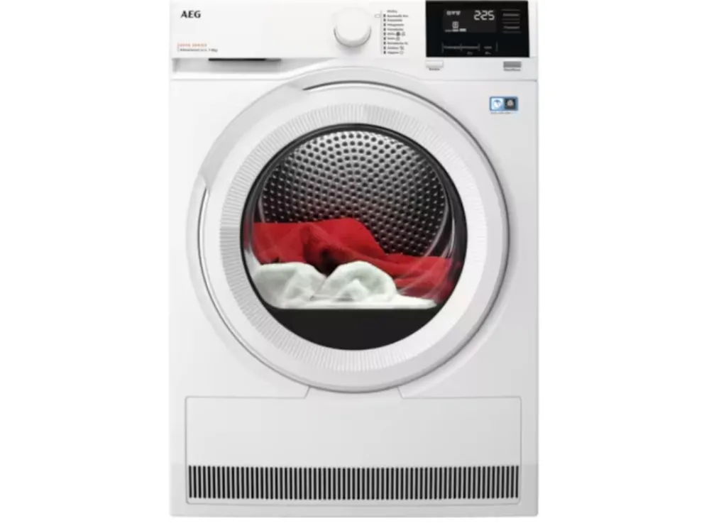 AEG TR8T60680, Fritstående, Front-læsning, Varmepumpe, Hvid, Knapper, Dreje, Højre