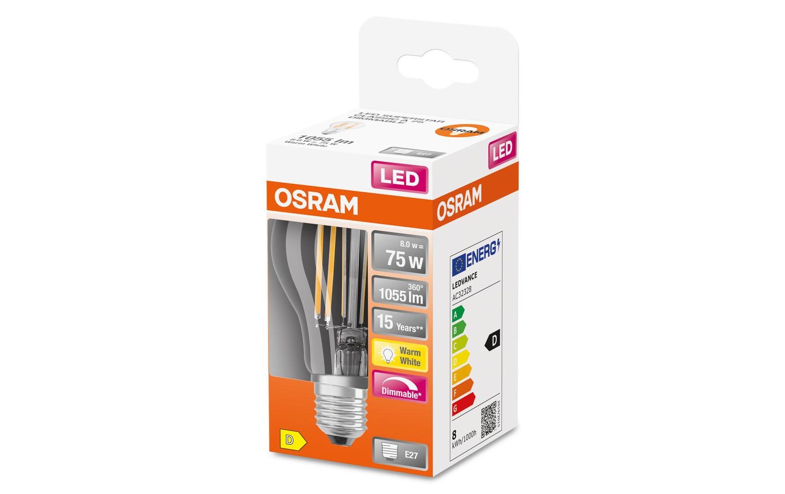 Lampe Superstar Filament, 9W, E27 WarmweissLED-Leuchtmittel